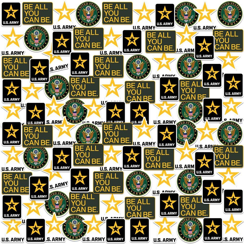 United States Army Army 200ct Vinyl Large Deluxe Stickers Variety Pack Be All You Can Be Slogans & Official Logo Designs for Laptop, Water Bottle, Scrapbooking, Tablet, Indoor/Outdoor
