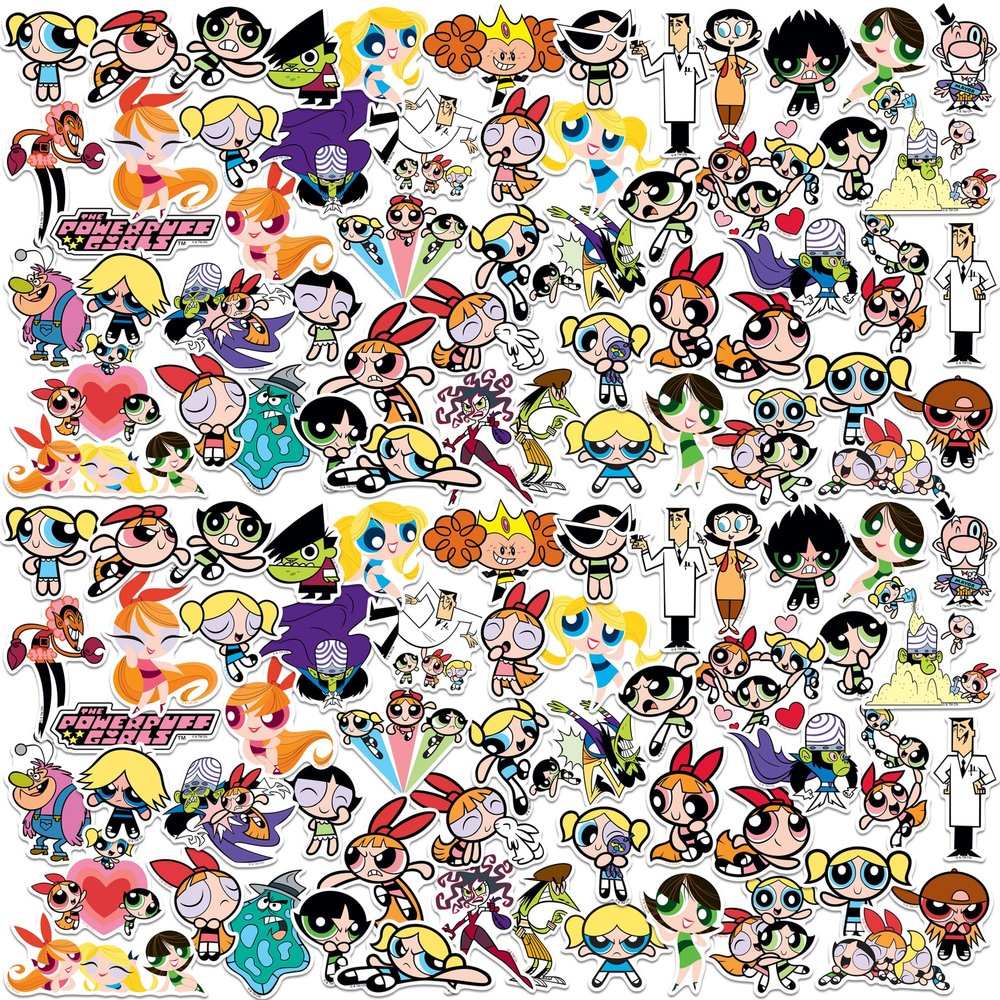 Powerpuff Girls Character Collection 150ct Die Cut Vinyl Stickers Blossom, Bubbles, Buttercup & Villains for Laptop, Water Bottle, Scrapbooking, Tablet, Indoor & Outdoor Use