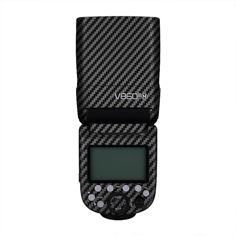 V860 Camera Flash Skin Coat Wrap Protective Film Body Decal Anti-Scratch Sticker Accessories for Godox V860 (Carbon Fiber Black)