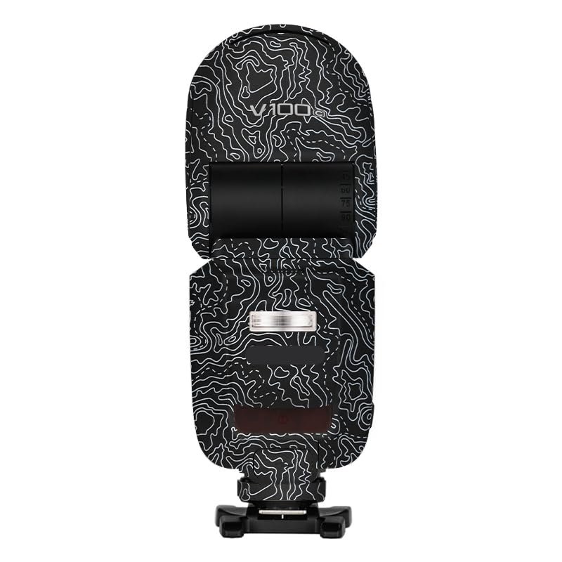 Camera Flash Protector Coat Protective Film for Godox V100 Body Vinly Wrap Skin Premium Sticker Photography Decal V100 (Contour Black White)