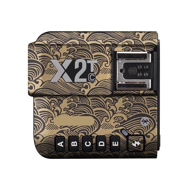 Anti-Scratch Camera Flash Sticker for Godox X2T Wireless Flash Trigger Flash Coat Wrap Protective Film Body Protector Skin Cover X 2T(Wave Gold)