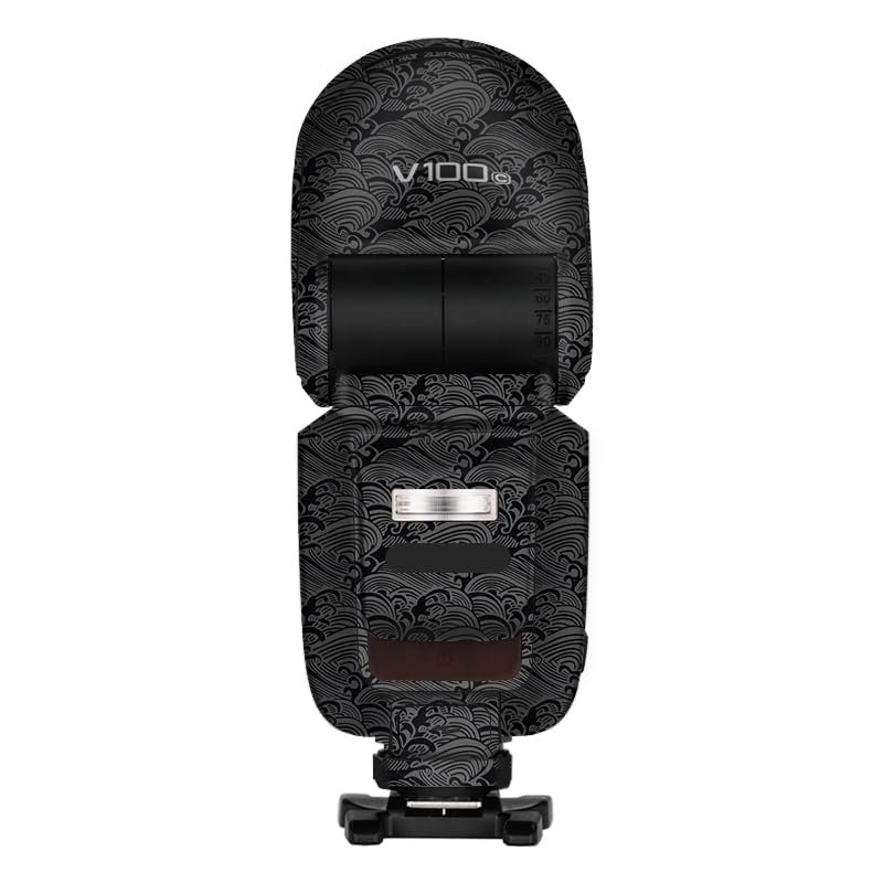 Camera Flash Protector Coat Protective Film for Godox V100 Body Vinly Wrap Skin Premium Sticker Photography Decal V100 (Wave Black)