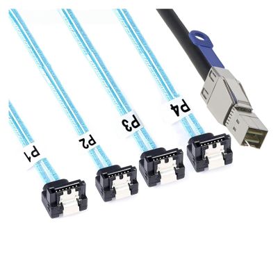 1.0M MI NI S*A*S HD SFF-8644 36P with IC Male to 4 SATA 7P Female 90 Degree Server Ra*/id Cable adpter
