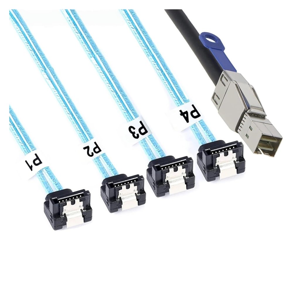 1.0M MI NI S*A*S HD SFF-8644 36P with IC Male to 4 SATA 7P Female 90 Degree Server Ra*/id Cable adpter