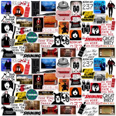 The Shining 200ct Vinyl Large Deluxe Stickers Variety Pack Classic Horror Quotes & Overlook Hotel Designs for Laptop, Water Bottle, Scrapbooking, Tablet, Indoor/Outdoor
