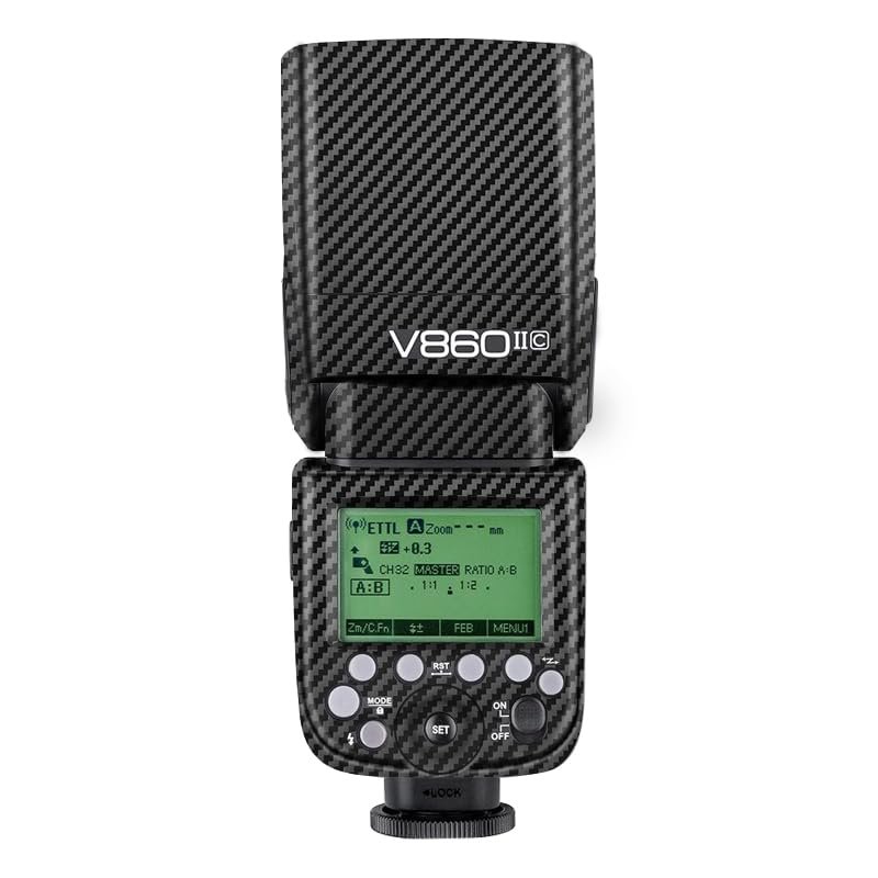 Photography Accessories for Godox V860 II Decal Skin Vinyl Wrap Film Camera Flash Body Protective Sticker Protector Coat V860 II(Carbon Fiber Black)