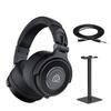 Atomos StudioSonic Professional Over-Ear Headphones (Black) | Passive Noise Isolation with MHE-325 3.5mm TRS to 1/4" TRS Headphone Adaptor Cable, 25 FT and Headphone Stand (Black) Essential Bundle Set view 1