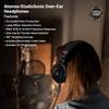 Atomos StudioSonic Professional Over-Ear Headphones (Black) | Passive Noise Isolation with MHE-325 3.5mm TRS to 1/4" TRS Headphone Adaptor Cable, 25 FT and Headphone Stand (Black) Essential Bundle Set view 3