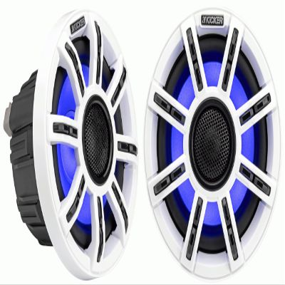 KICKER 51MSC654 - MSC 6.5-Inch Premium Marine 4-Ohm LED Coaxial System, Pair (Renewed)