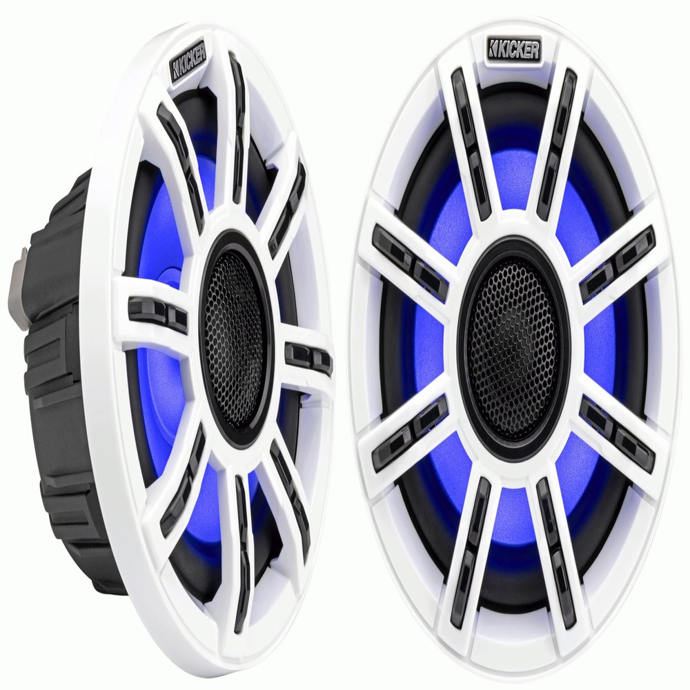 KICKER 51MSC654 - MSC 6.5-Inch Premium Marine 4-Ohm LED Coaxial System, Pair (Renewed)