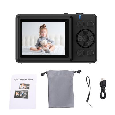 Serounder 4K Digital Camera, 48MP Compact Vlog Dual Screen Video Camera with 18X Zoom 2.4 Inch Display for Portable Travel Photography (Black)