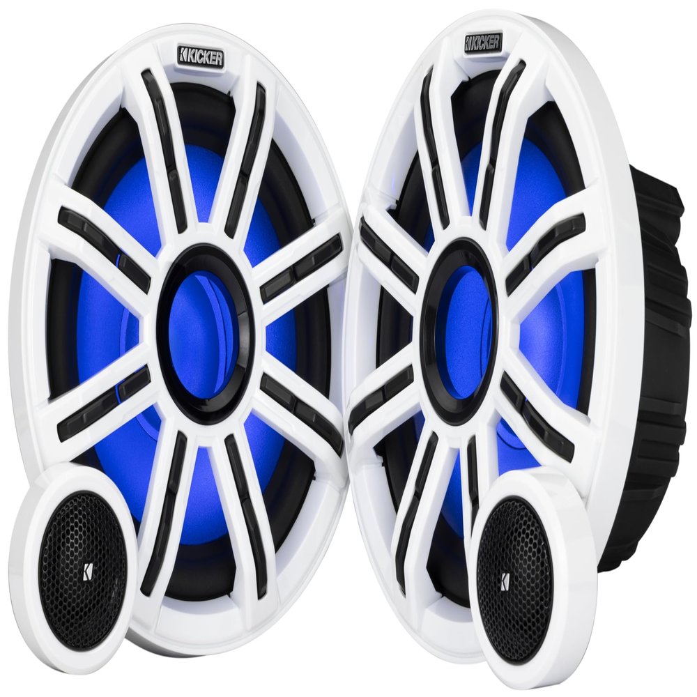 KICKER 51MSS84 - MSS 8-Inch Premium Marine 4-Ohm LED Component System, Pair (Renewed)