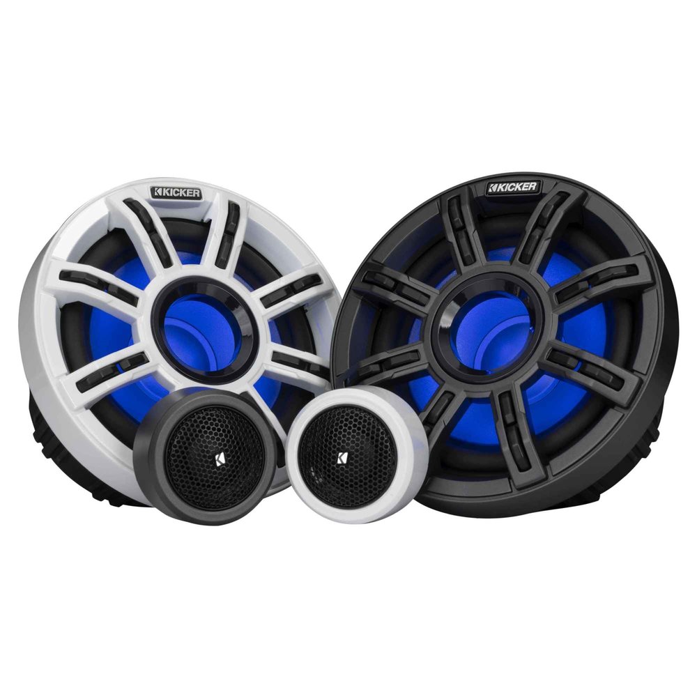KICKER 51MSS654 - MSS 6.5-Inch Premium Marine 4-Ohm LED Component System, Pair (Renewed)