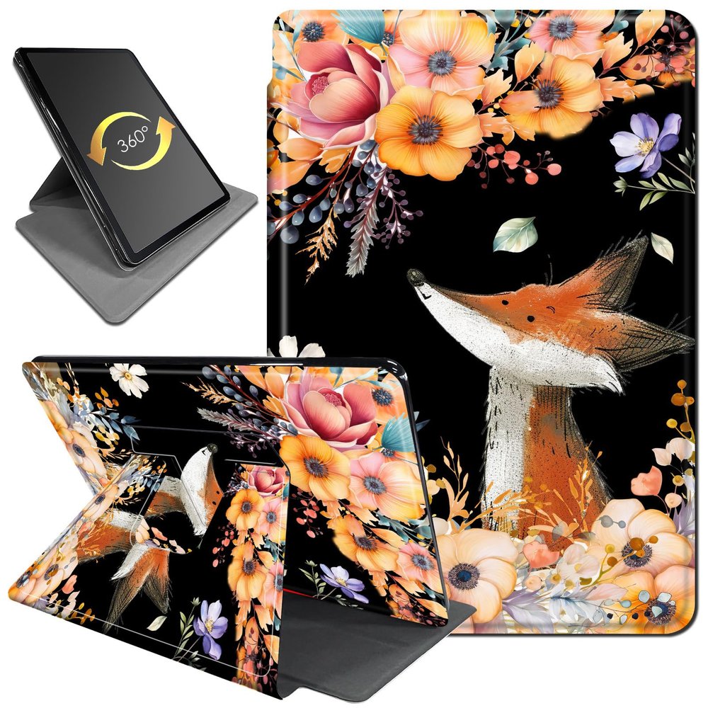 360Rotating Stand Case for 6.8" Kindle Paperwhite (11th Generation-2021) & Kindle Paperwhite Signature Edition, Durable PU Leather Cover with Auto Wake/Sleep for Men, Women, Flower Fox