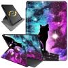 360Rotating Stand Case for 6.8" Kindle Paperwhite (11th Generation-2021) & Kindle Paperwhite Signature Edition, Durable PU Leather Cover with Auto Wake/Sleep for Men, Women, Starry Sky Black Cat view 1