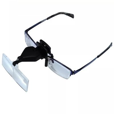 MVUYO Glasses Clip Magnifier Hands Free Magnifier with Light and 3 Adjustable Lenses for Repair