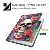 360 Rotating Stand Case for 6" Kindle (11th Generation-2024/2022 Release), PU Leather Folio Cover with Auto Wake/Sleep, Durable Shockproof Protective Case for Men, Women, Red Rose Skull view 3
