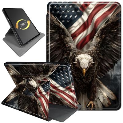 360Rotating Case for Fire HD 8 (6th/7th/8th Gen, 2016/2017/2018 Release), PU Leather Folio with Auto Wake/Sleep,Durable Shockproof Protective Cover for Fire HD 8-Inch Tablet,Flying Eagle Flag