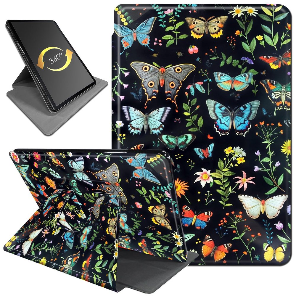 360 Rotating Stand Case for 6" Kindle (11th Generation-2024/2022 Release), PU Leather Folio Cover with Auto Wake/Sleep, Durable Shockproof Protective Case for Men, Women, Butterfly