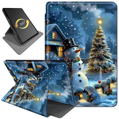 360Rotating Stand Case for 6" Kindle Paperwhite (10th Generation,2018 Release), PU Leather Folio Cover with Auto Wake/Sleep, Durable Shockproof Protective Case for Men Women, Winter Snowman