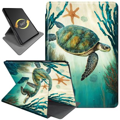 360 Rotating Stand Case for 6" Kindle (11th Generation-2024/2022 Release), PU Leather Folio Cover with Auto Wake/Sleep, Durable Shockproof Protective Case for Men, Women, Turtle