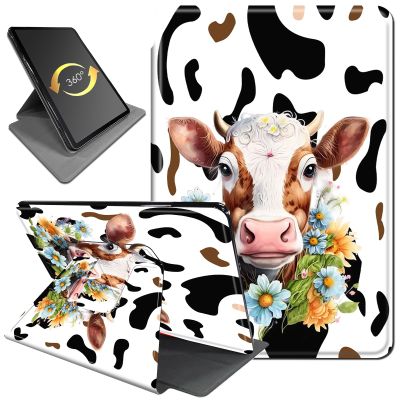 360Rotating Stand Case for 6.8" Kindle Paperwhite (11th Generation-2021) & Kindle Paperwhite Signature Edition, Durable PU Leather Cover with Auto Wake/Sleep for Men, Women, Leopard Cow