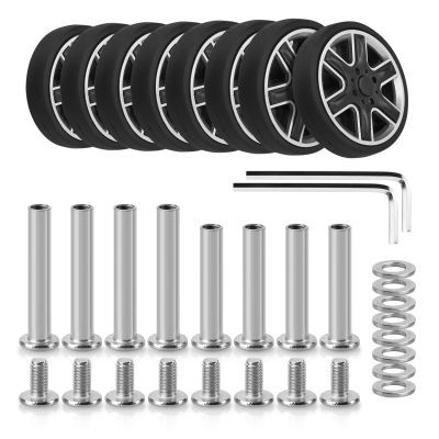 Luggage Replacement Wheels 4Pairs Black Luggage Replacement Wheel with Screw Travel Luggage Replace Caster Parts Repair Components for Most of Wheels Rolling Luggages