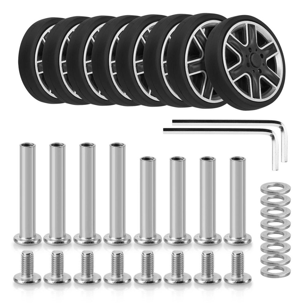 Luggage Replacement Wheels 4Pairs Black Luggage Replacement Wheel with Screw Travel Luggage Replace Caster Parts Repair Components for Most of Wheels Rolling Luggages