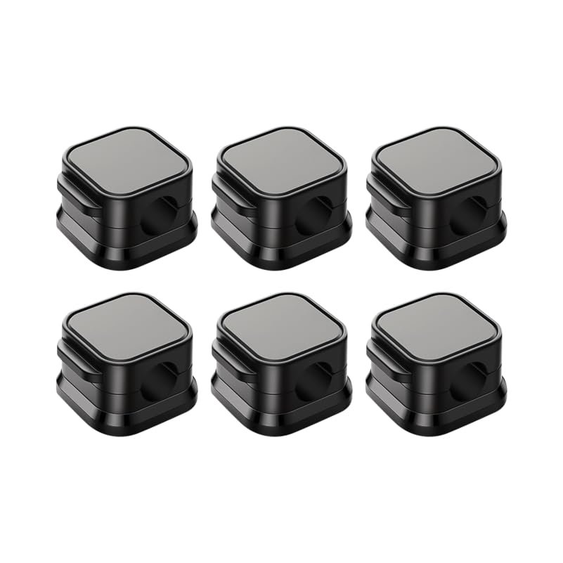 6 Pack Magnetic Cable Organizer Clips, Desktop Cord Management System with Strong Adhesive, Easy Access Cable Holder(Black)