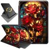 360Rotating Case for Fire HD 8 (6th/7th/8th Gen, 2016/2017/2018 Release), PU Leather Folio with Auto Wake/Sleep,Durable Shockproof Protective Cover for Fire HD 8-Inch Tablet,Glass Red Rose view 1