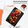 360Rotating Case for Fire HD 8 (6th/7th/8th Gen, 2016/2017/2018 Release), PU Leather Folio with Auto Wake/Sleep,Durable Shockproof Protective Cover for Fire HD 8-Inch Tablet,Glass Red Rose view 4