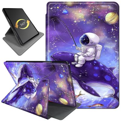360 Rotating Stand Case for 6" Kindle 10th Generation (2019, Model: J9G29R), PU Leather Folio Cover with Auto Wake/Sleep, Durable Shockproof Protective Case for Men, Women, Whale Astronaut