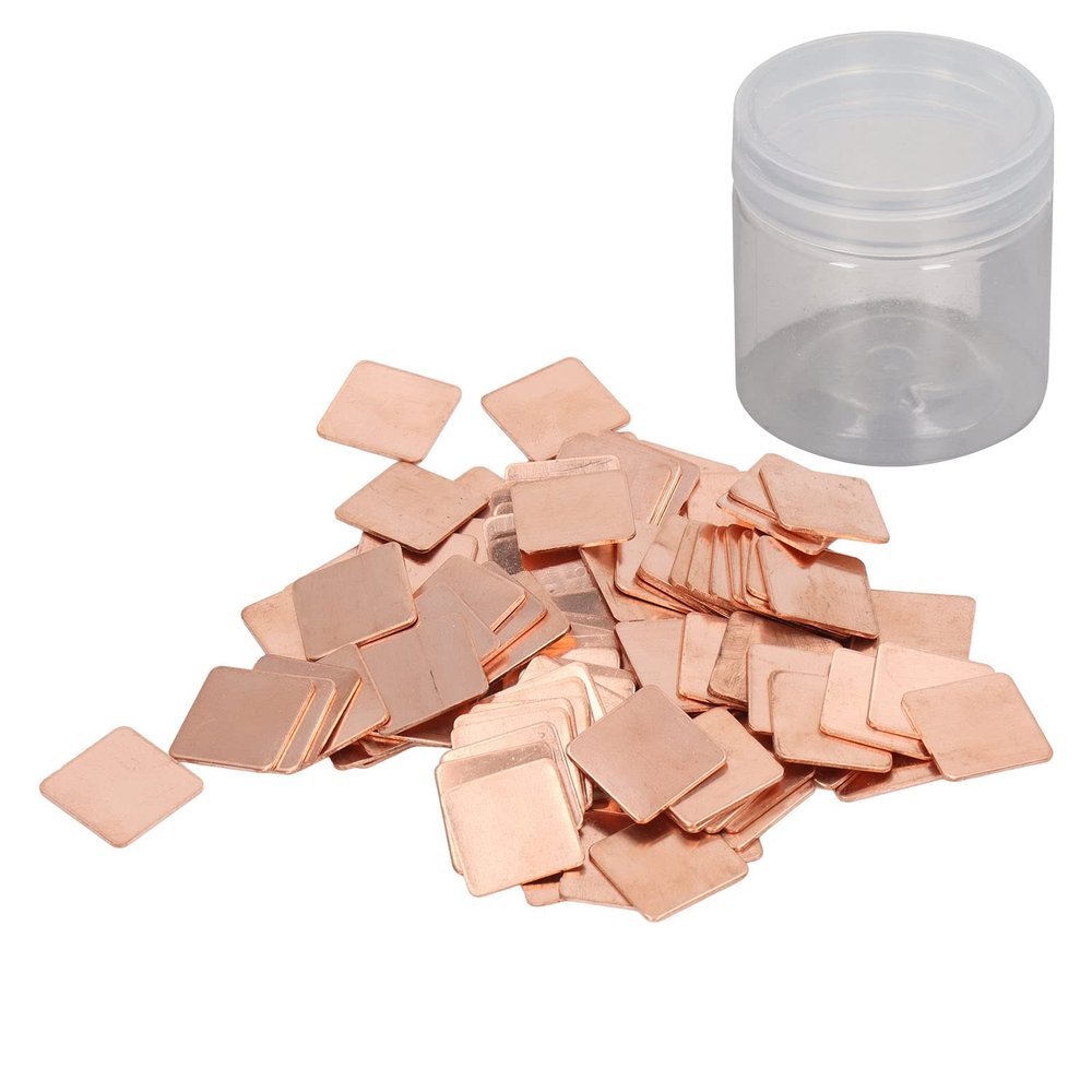100Pcs Pure Red Copper Heatsinks, Burr Effortless Copper Plate Coolers, High Thermal Conductivity Heat Sink Pads for Phone and PC, Includes Storage Box (20 * 20 * 1.0MM)