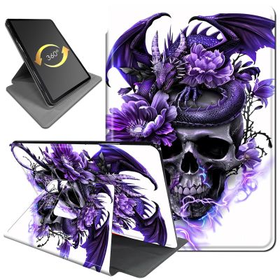360Rotating Stand Case for 6" Kindle Paperwhite (10th Generation,2018 Release), PU Leather Folio Cover with Auto Wake/Sleep, Durable Shockproof Protective Case for Men Women, Rose Dragon Skull