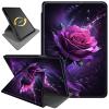 360 Rotating Stand Case for 6" Kindle (11th Generation-2024/2022 Release), PU Leather Folio Cover with Auto Wake/Sleep, Durable Shockproof Protective Case for Men, Women, Purple Rose view 1