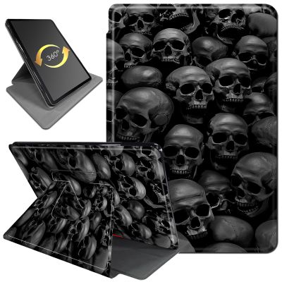 360Rotating Stand Case for 6" Kindle Paperwhite (10th Generation,2018 Release), PU Leather Folio Cover with Auto Wake/Sleep, Durable Shockproof Protective Case for Men Women, Black Skull