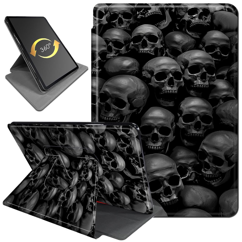 360Rotating Stand Case for 6" Kindle Paperwhite (10th Generation,2018 Release), PU Leather Folio Cover with Auto Wake/Sleep, Durable Shockproof Protective Case for Men Women, Black Skull