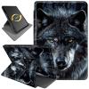 360Rotating Stand Case for 6" Kindle Paperwhite (10th Generation,2018 Release), PU Leather Folio Cover with Auto Wake/Sleep, Durable Shockproof Protective Case for Men Women, Black Wolf view 1