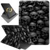 360 Rotating Stand Case for 6" Kindle 10th Generation (2019, Model: J9G29R), PU Leather Folio Cover with Auto Wake/Sleep, Durable Shockproof Protective Case for Men, Women, Black Skull view 1