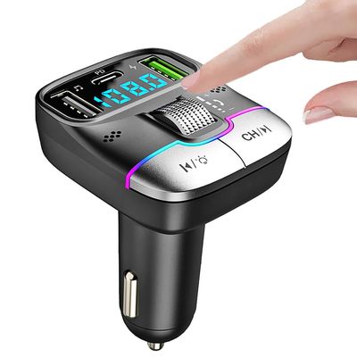 WYYHAA Bluetooth 5.3 FM Transmitter Car Adapter, Wireless Radio Music Adapter LED Display Hands-Free Calling Support USB Drive, PD & QC3.0 USB Charger