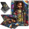 360Rotating Case for All-New Fire HD 8 & Fire HD 8 Plus Tablet (12th/10th Gen, 2024/2022/2020), PU Leather Folio Durable Shockproof Protective Case with Auto Wake/Sleep, Hip-Hop Girl view 1