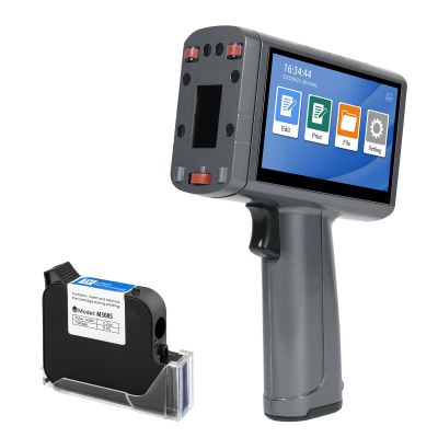 ZHONGMIN Handheld Inkjet Printer with Black Quick-Drying Ink Cartridge for Text/Date/Barcode/Logo, Metal Body, 4.3" Touch Screen, Print Height 0.08-1 Inch, Portable Industrial Coding Machine ZM-C240L