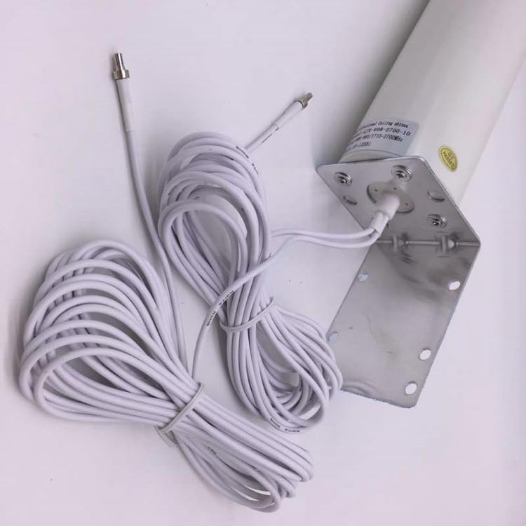 High Gain 10-12dBi Dual SMA Male 698-2700 MHz 3G/4G LTE Omni-Directional Outdoor Pole/Wall Mount Antenna for Mobile Cell Phone Cellular 4G LTE Router Modem Gateway (5 Meter Double line CRC9)