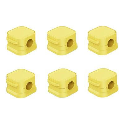 6 Pack Magnetic Cable Organizer Clips, Desktop Cord Management System with Strong Adhesive, Easy Access Cable Holder (Yellow)