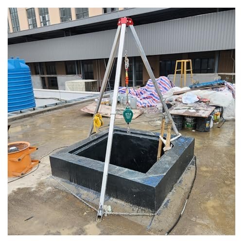 Adjustable Portable Hoist Tripod Kit with Hand Winch, 2600LBS Capacity, Anti-Falling Device, Emergency Rescue System for Safe Lifting & Recovery, 500 KG Load Rated