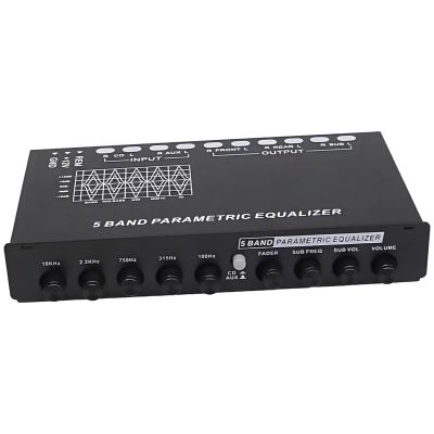5-Band Car Audio Equalizer, Built-in Amplifier, Adjustable Subwoofer Frequency, Metal Enclosure, Cd & Aux Input for Sound Quality