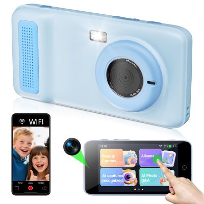 AI Everything Recognition Kids Camera for 4-12 Years Old Girls Boys, Supports 5G/2.4G Dual-Band Wi-Fi,4" LCD Touch Screen,Dual Lenes Selfie Digital Camera,Gift Ideas for Birthday Christmas Festival