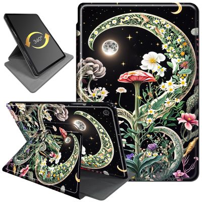 360Rotating Case for Amazon Fire Max 11 Tablet (2023 Release, 11"), PU Leather Folio Stand Cover with Auto Wake/Sleep, Durable Shockproof Protective Case for Fire Max 11 2023,Moon Flower