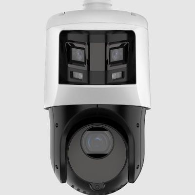 PTZIP4C84W-X25IR 8MP Panoramic + 4MP 25 PTZ Color and IR Dual-Lens Network Camera with Starlight, 300ft IR, 25x Optical Zoom, PoE+, and AI Human/Vehicle Detection