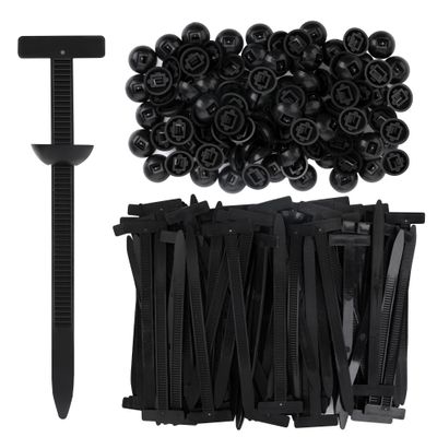 100PCS Nylon Universal Cable Tie Buckle, Heavy Duty Self-Locking Universal Zip Ties with Pin & Button Design, UV Resistant Plastic Fasteners for Auto/Car Body Repair, Daily Fixing & Tool Organization